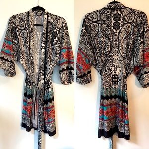 Multicolored Kimono Style Lounge Robe